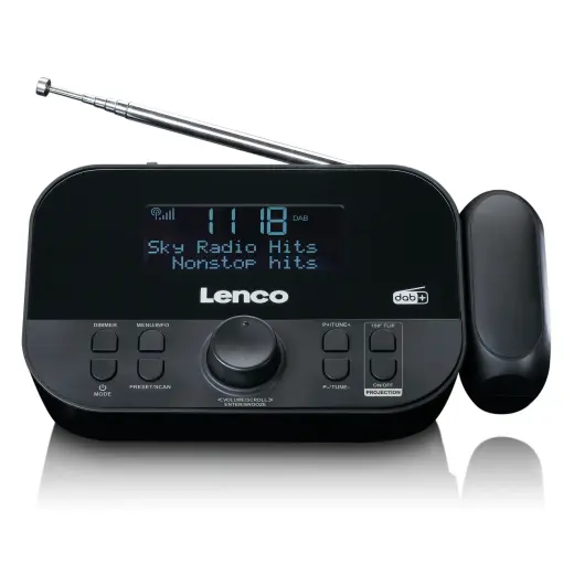 Lenco radio pulkstenis ar projekciju, melns