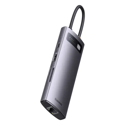 HUB 8in1 Baseus StarJoy USB-C to USB-C PD | 3x USB-A | HDMI | RJ-45 | SD TF - gray