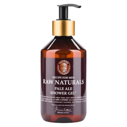 Raw Naturals, Pale Ale, 100% vegan, Refreshing and masculine, Cleansing, Shower Gel, Body and Hair, All Skin Types, 300 ml