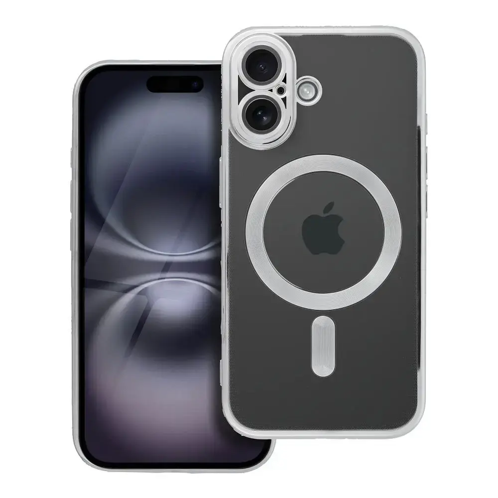 Electro Mag maciņš ar MagSafe atbalstu telefonam iPhone 16 sudraba krāsā