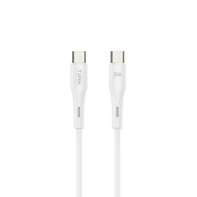 T-PHOX GENTLE datu pārraides un uzlādes vads | USB-C uz USB-C | 60W | 1m | balts