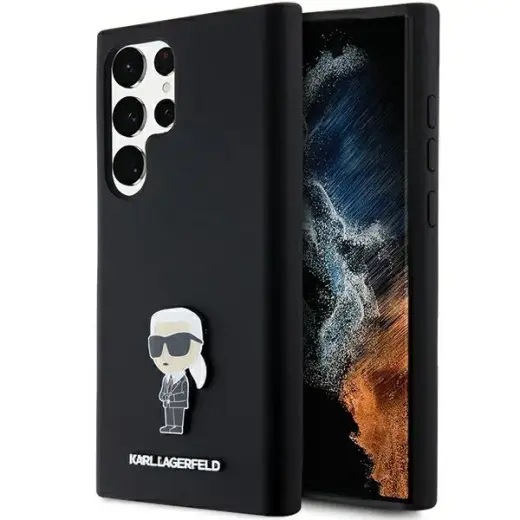 Karl Lagerfeld KLHCS23LSMHKNPK S23 Ultra S918 czarny|black Silicone Ikonik Metal Pin