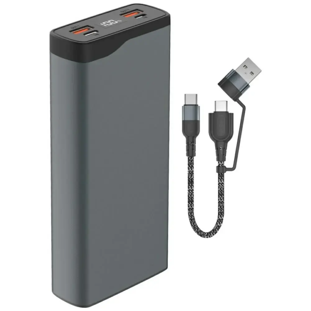 4smarts VoltHub Pro external battery (powerbank) | 20000 mAh | 22.5W | USB-C, USB-A, Micro USB | LED display | gunmetal