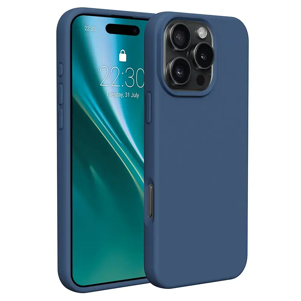 Etteri silikona telefona maciņš iPhone 16 Pro tumši zilā krāsā