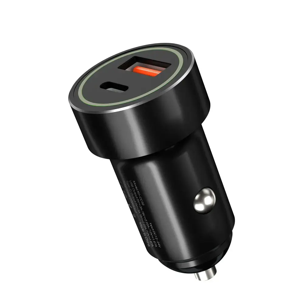 XO CC32 car charger | 20W | PD, QC | USB-A, USB-C | black