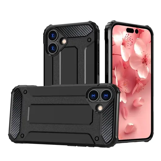Hybrid Armor telefono dėklas iPhone 16 juodas