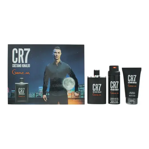 Set Cristiano Ronaldo: CR7 Game On, Eau De Toilette, For Men, 100 ml + CR7 Game On, Shower Gel, Body, 150 ml + CR7 Game On, Refreshing, Deodorant Spray, For Men, 150 ml