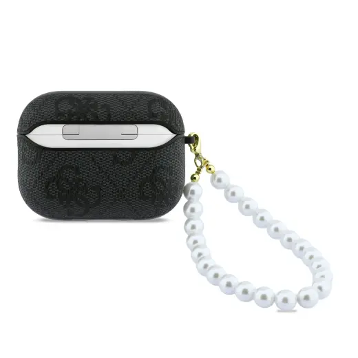 Guess PU 4G Classic Logo Pearl Strap Case for AirPods Pro 3 Black