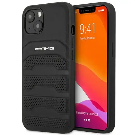 AMG AMHCP14SGSEBK Debossed Lines phone case for iPhone 14 | iPhone 15 | iPhone 13 black