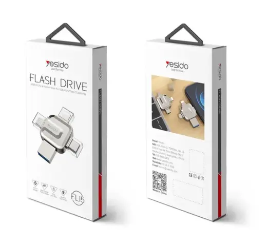 YESIDO FLASH DISK L15 4IN1 OTG ADAPTER USB 3.0 64GB SILVER