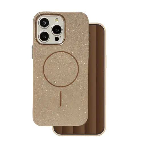 Glitter Thin Mag phone case with MagSafe support for iPhone 16 Pro brown