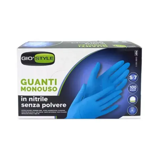 Nitrila cimdi vienreizlietojamie 100 gab. zili S izmērs 24x8,5x0,05cm