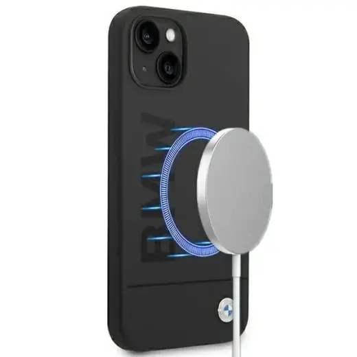 Etui BMW BMHMP14SSLBLBK iPhone 14 6,1" czarny|black hardcase Silicone Signature Logo Magsafe