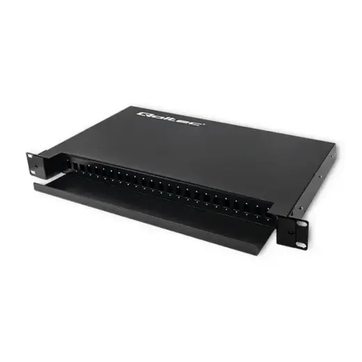 Qoltec fiber optic switch board on sliding ODF rail | 24 ports | SC / SX