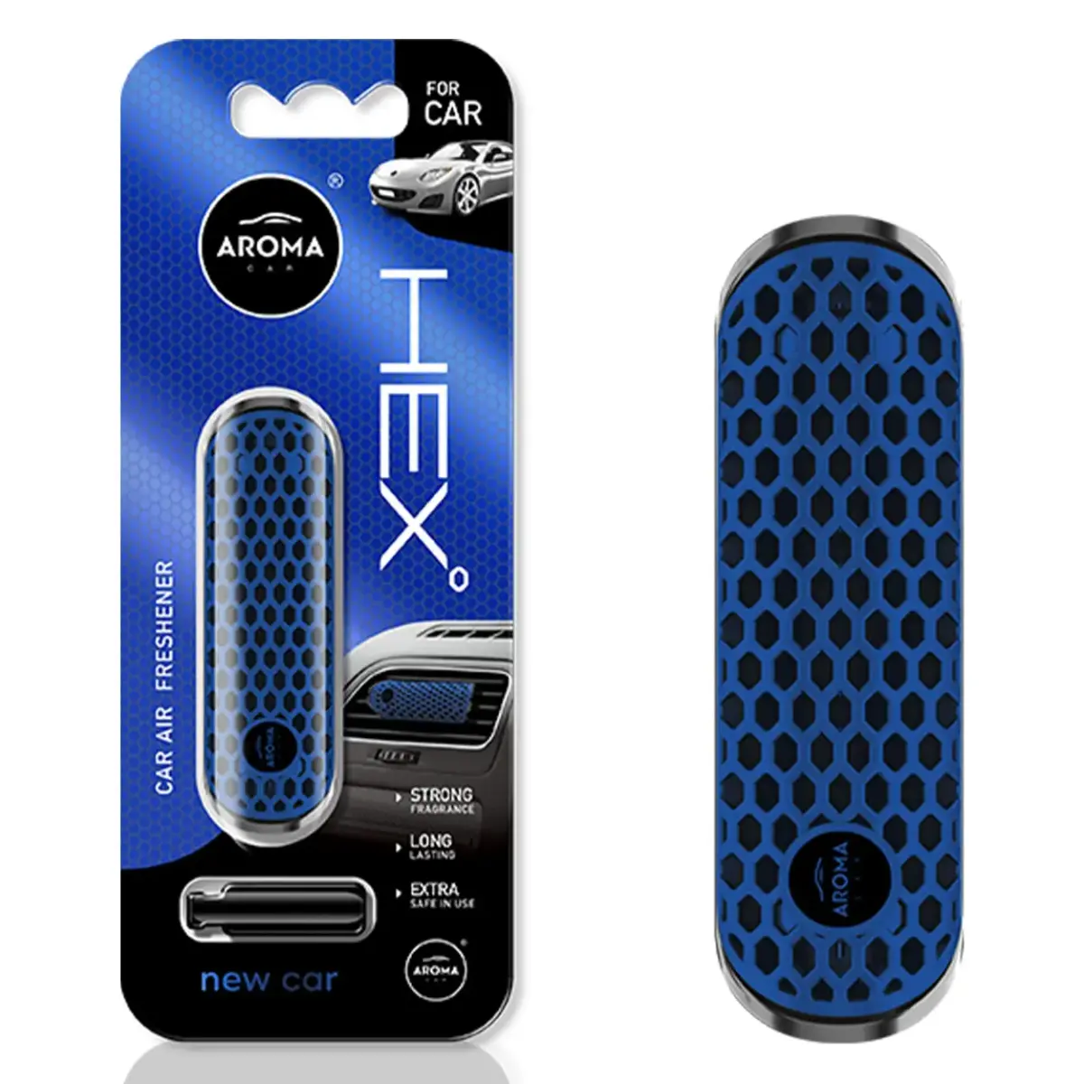 Car air freshener AROMA FANCY SHAPES POLYMER HEX New Car
