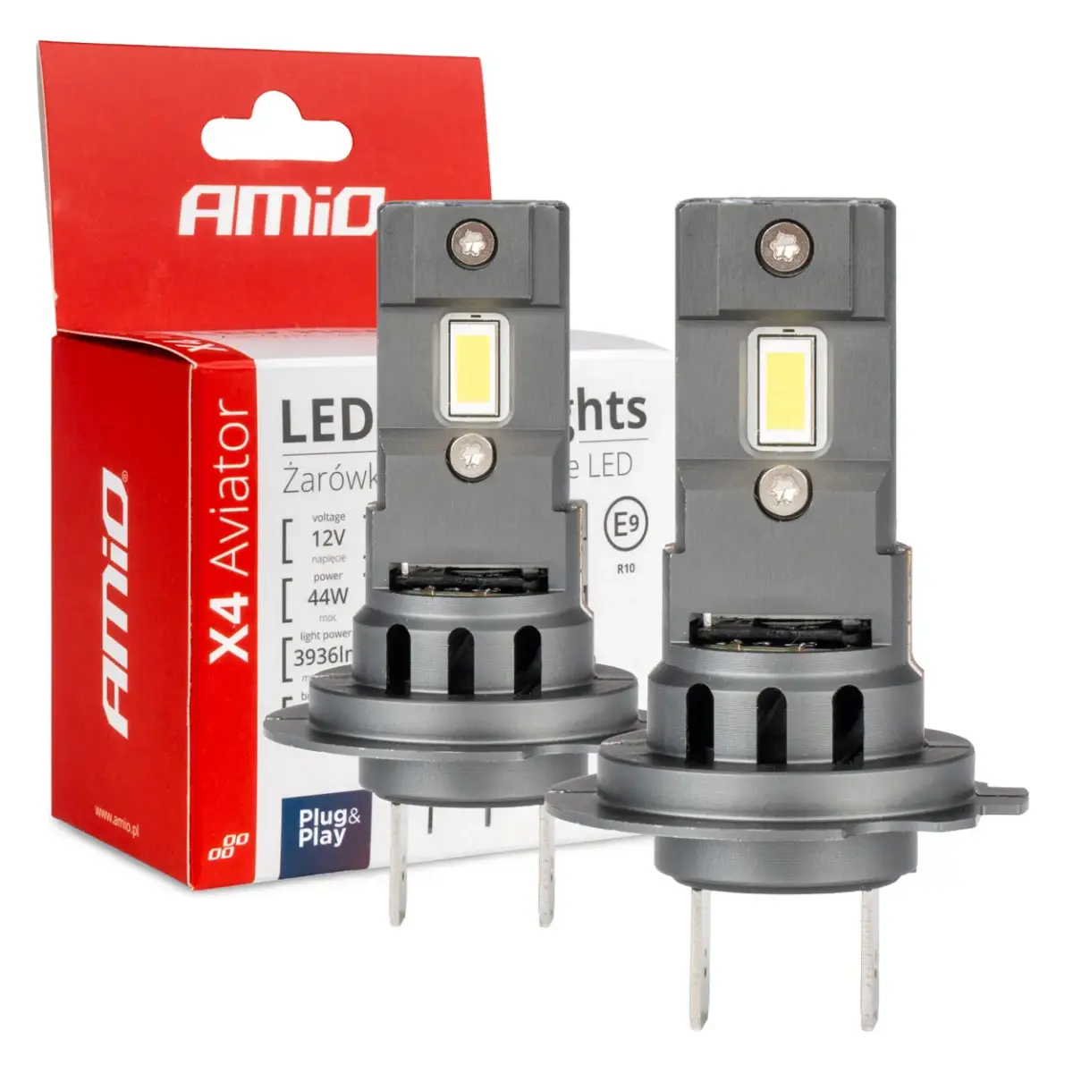 LED Headlights X4-series AVIATOR H7/H18 6500K max 44W AMIO-03764