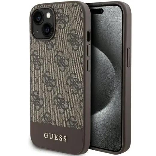 Guess GUHCP15SG4GLBR iPhone 15 | 14 | 13  6.1" brązowy|brown hardcase 4G Stripe Collection