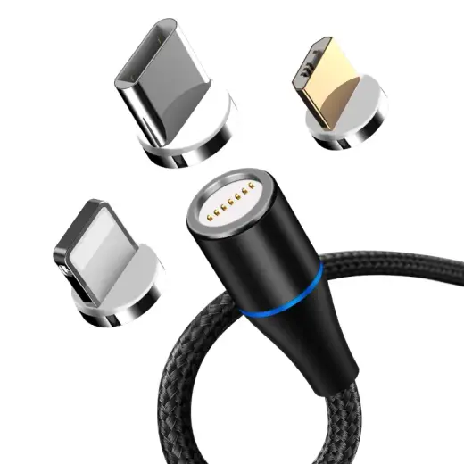 Maxlife MXUC-03 3-in-1 datu pārraides un uzlādes vads | USB-A uz Lightning, USB-C, Micro USB | 15W | 1m | melns