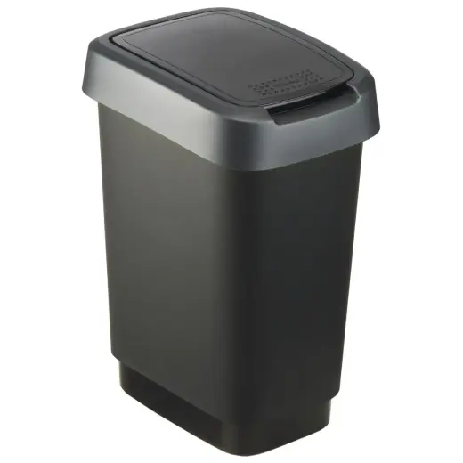 Atkrit.konteiners 10L Twist, melns/t.pelēks