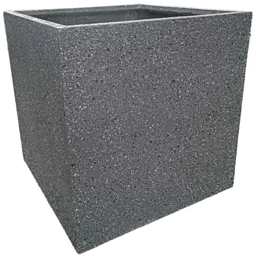 Flower pot, fiberglass, 50x50x50cm, dark grey