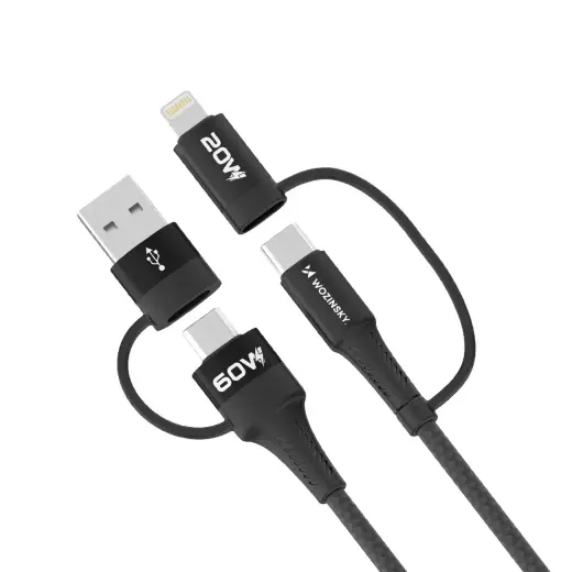 Wozinsky WNBAA 3-in-1 data transfer and charging cable | USB-C to USB-C | 60W | 1m | black