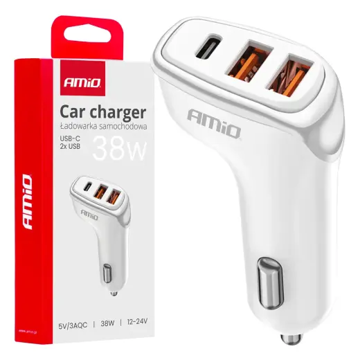 AMiO AMiO-03886 auto lādētājs | 38W | USB-A, USB-C