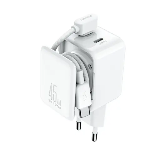 Joyroom JR-TCL05 tīkla lādētājs | 45W | GaN, PPS | USB-C | ar USB-C uz USB-C vadu komplektā | balts