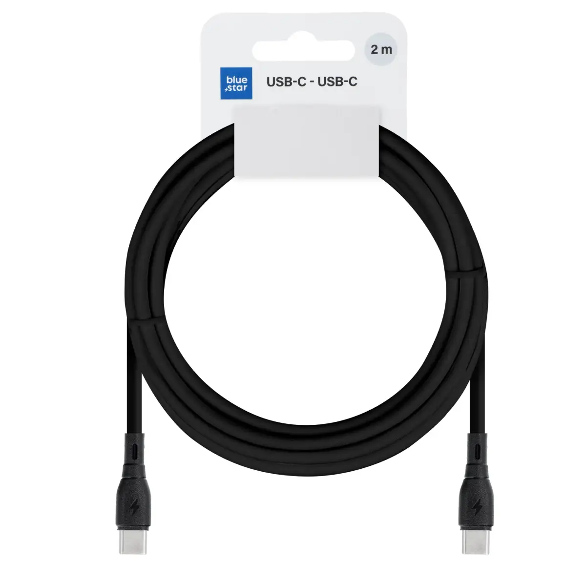Blue Star PJ73-14-3 datu pārraides un uzlādes vads | USB-C uz USB-C | 60W | 2m | melns