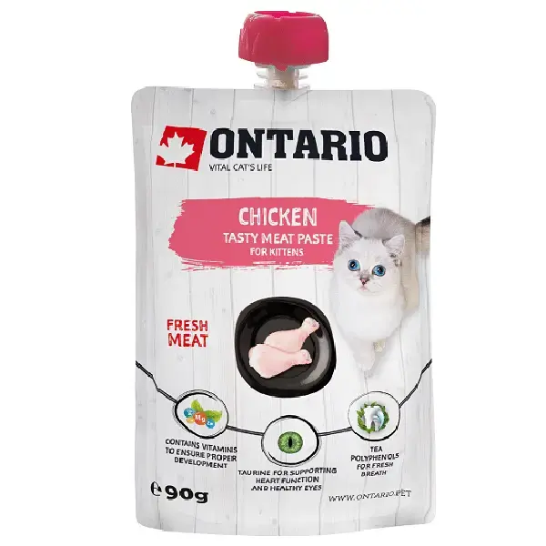 Лакомства для котят - Ontario Kitten Chicken Fresh Meat Paste, 90 г