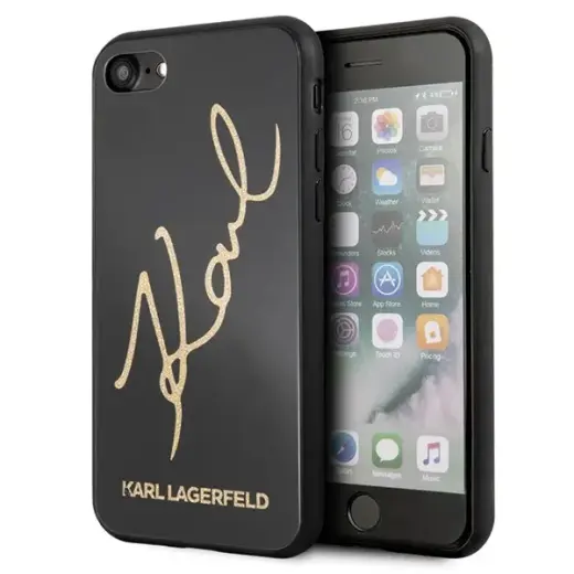 Karl Lagerfeld KLHCI8DLKSBK Signature Glitter Silicone Cover For Apple iPhone 7 | 8 | SE 2020 Black
