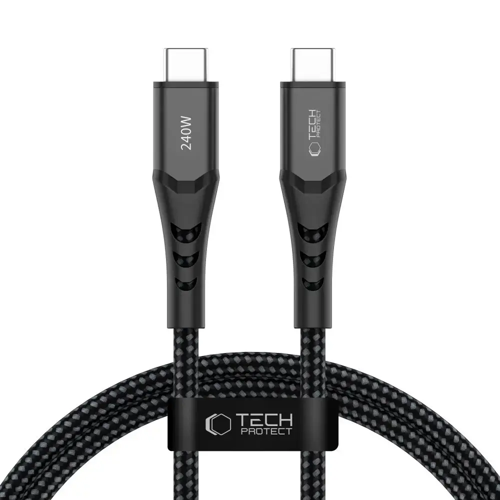 Tech-Protect Ultraboost UB11T datu pārraides un uzlādes vads | USB-C uz USB-C | PD, QC 3.0 | 240W | 1m | melns