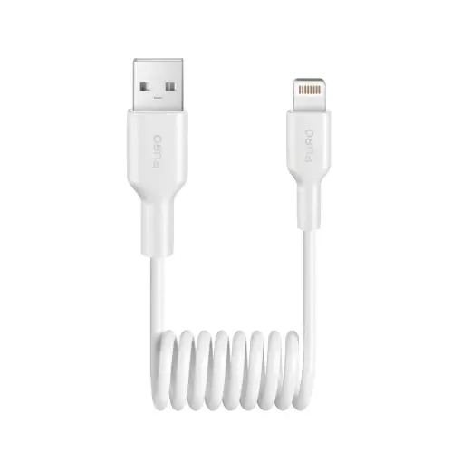 Puro Puro Spiral Cable 12W USB-A – Lightning charging cable | USB-A to Lightning | 12W | 1m | white