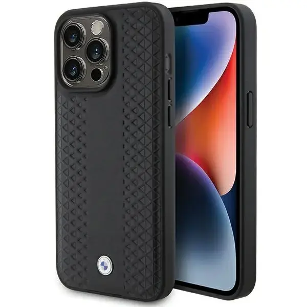 BMW BMHCP15L22RFGK iPhone 15 Pro 6.1"  czarny|black Leather Diamond Pattern