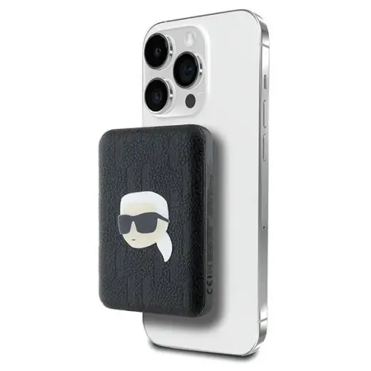 Karl Lagerfeld KLPB5FPGKSKIHK Karl Head Pin ārējais akumulators (powerbank) | 5000 mAh | 16W | MagSafe | melns
