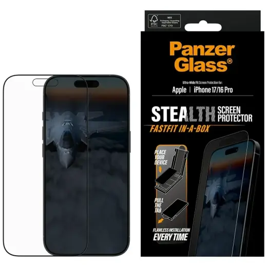 PanzerGlass Stealth Ultra-Wide Fit Fastfit Tempered Glass for iPhone 17 | 16 Pro