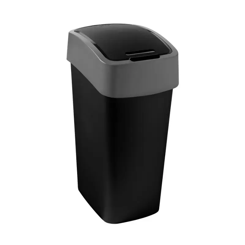 Šiukšlių dėžė Flip Bin, juoda/sidabrinė, 45L