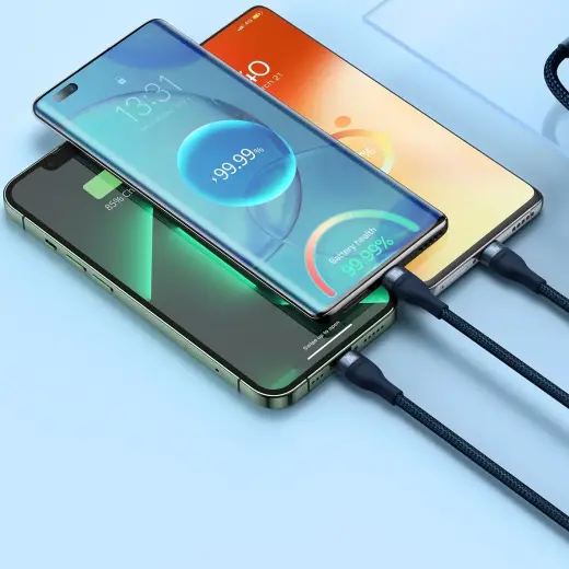 Baseus Flash Series II 3-in-1 data transfer and charging cable | USB-A to USB-C, Lightning, Micro USB | 100W | 1.5m | blue