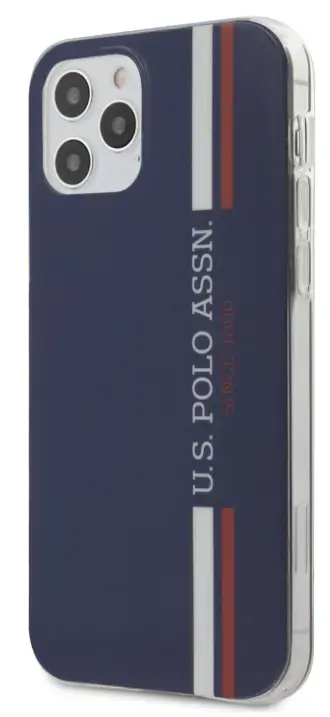 U.S. Polo USHCP12MPCUSSNV Tricolor Vertical Stripes Cover Aizsargapvalks Apple iPhone 12 | 12 Pro Zils