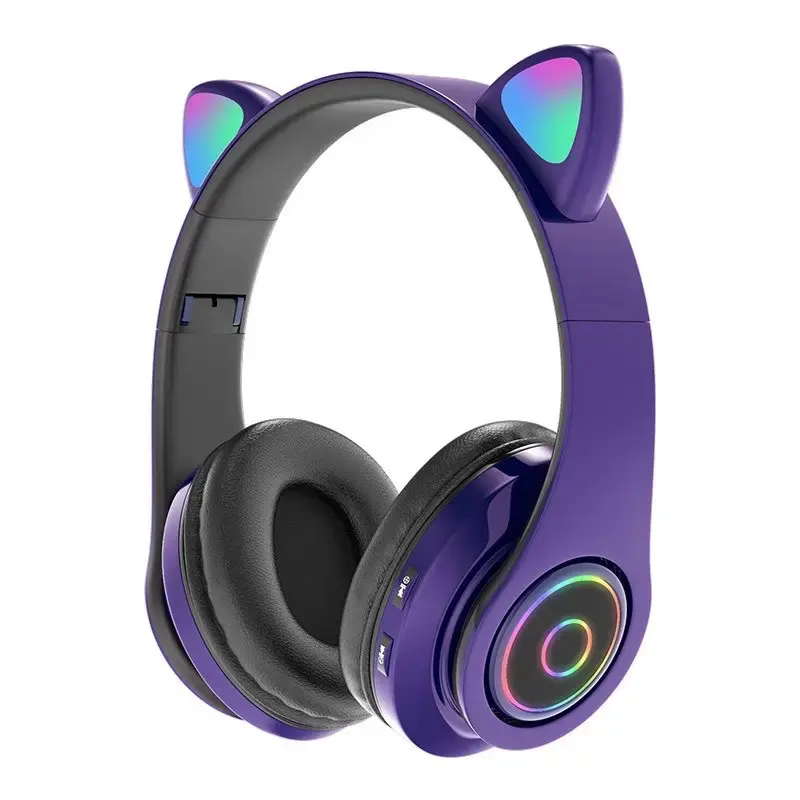 HEADPHONES BLUETOOTH B39 CAT EARS PURPLE