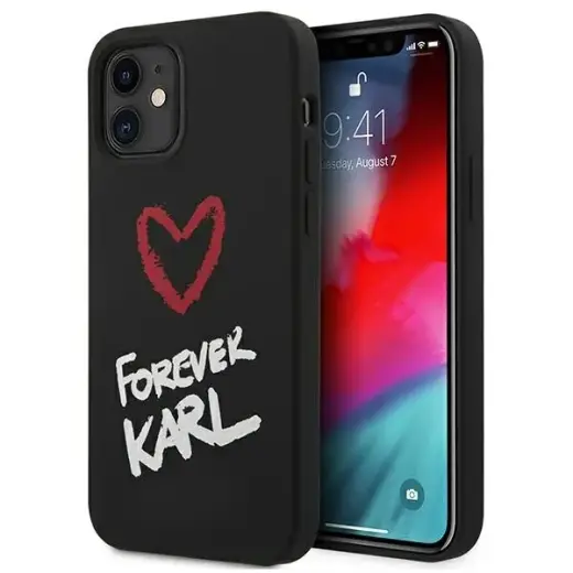 Karl Lagerfeld KLHCP12SSILKRBK iPhone 12  mini 5,4" czarny|black hardcase Silicone Forever Karl