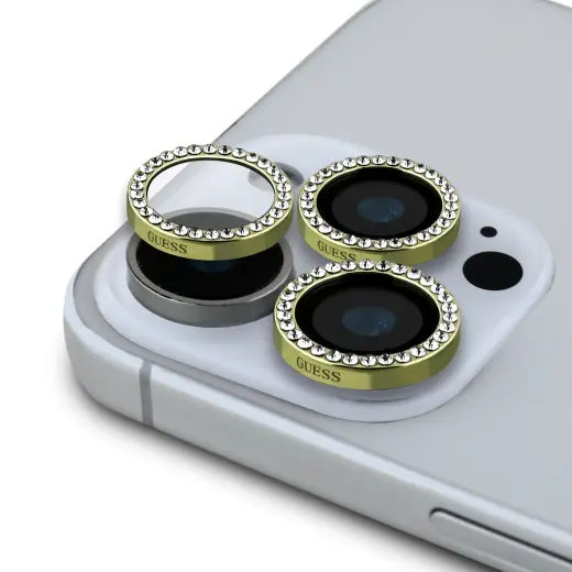 Guess Fixed Glliter ekrāna aizsargstikls priekš iPhone 16 Pro|16 Pro Max Gold