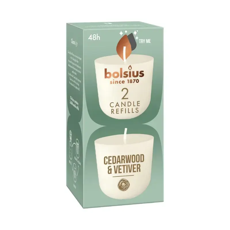 Sveces Clean Light uzpildes sveces 2 gab. cedarwood & vetiver