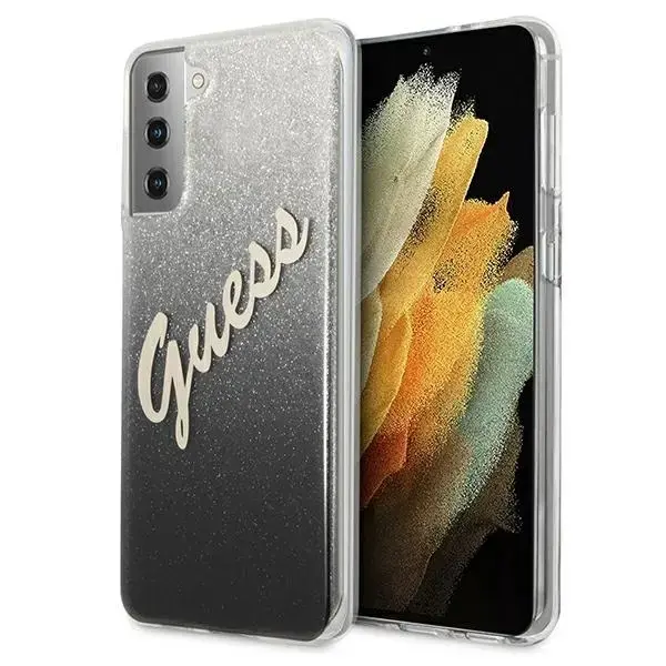 Guess GUHCS21MPCUGLSBK S21+ G996 black hardcase Glitter Gradient Script