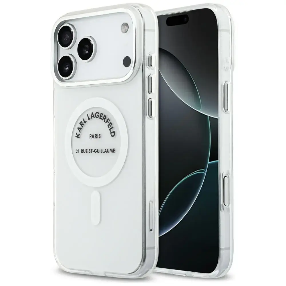 Karl Lagerfeld IML Karl RSG Logo MagSafe Case for iPhone 17 Pro Max Transparent