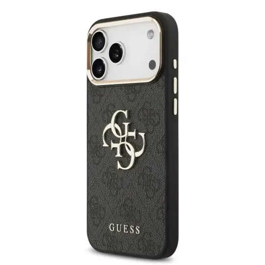Guess PU Leather 4G Metal Logo чехол для телефона iPhone 17 Pro Max черный