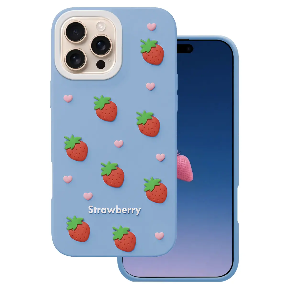 Strawberry maciņš telefonam iPhone 16 Pro zils