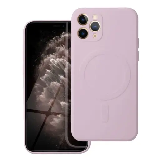 Silicone Mag Cover phone case with MagSafe support for iPhone 11 Pro pink