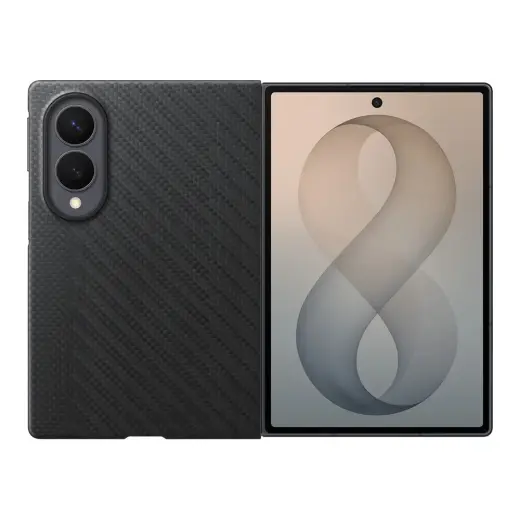 Carbon Magnet maciņš ar MagSafe atbalstu telefonam Samsung Galaxy Z Fold 8 (F971) melns (komplektā aizsargplēve)