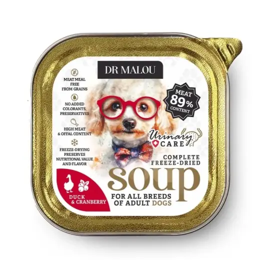 Zupa suņiem - DR Malou, Freeze-dried soup for dogs, duck with cranberries (urinary) 12g