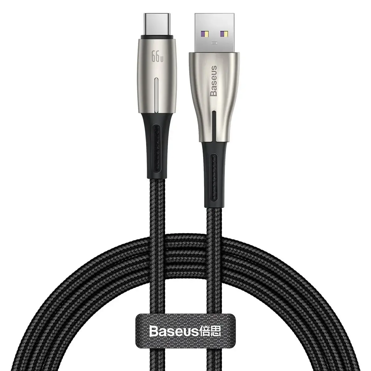 Baseus Water Drop-shaped Cable USB to Type-C, LED, 66W, 6A, 1m (black)